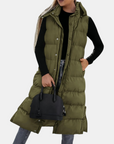 Carlijn | Lang gewatteerd vest met capuchon