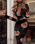 Elegante Luipaardprint Pailletten V-hals Pijpen Midi Jurk