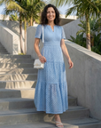 Brielle | Midi-jurk met V-hals en korte mouwen met ruffles