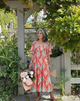 Zaria | Midi-jurk met paisleyprint en V-hals met korte mouwen