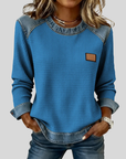 Delancine™ | Patchwork Design Waffle Sweatshirt