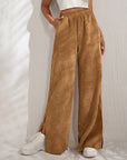 Moniek - Geribbelde Effen Kleur Casual Broek