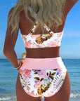 Bikini met contrasterend bloemenpatroon en split