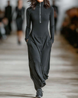 Lies | Maxi-jurk met hoge hals en zachte afwerking