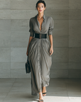 Kelly - Lange plissé jurk