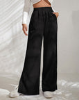 Moniek - Geribbelde Effen Kleur Casual Broek