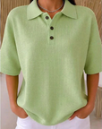 Gisela | Comfortabele Wafel Polo Blouse
