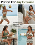 Bedekking En Bikini Crisscross Mouwloos Topje + Koorddruk Geprinte Broek Voor