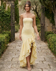 Xyrelle - Maxijurk zonder mouwen met een opening en ruffles