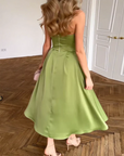 Liora | Elegante Midi Jurk Zonder Schouderbanden