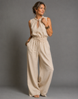 Leontine | Mouwloze Jumpsuit Met Wijde Pijpen