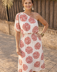 Sienna - One-shoulder Zomerjurk met rode print
