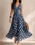Kristin - Elegante Spijkerjurk met Stippen
