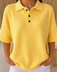 Gisela | Comfortabele Wafel Polo Blouse