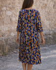 Veronica - Zomerjurk Midi met V-hals en retroprint