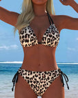 Bikini met Leopardenpatroon Halternek met Bandjes