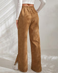 Moniek - Geribbelde Effen Kleur Casual Broek