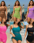 Riet | Eendelig badpak met hoge taille en gaasdetails
