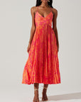 Elegante Bloemenprint Plissé Midi Jurk