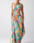 Juliette | Mouwloze maxi bloemenjurk met zwierige rok