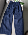 Feline | Brede Pantalon in Katoen en Linnen Mix