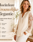 Nadia | Geplooide blouse met kanten mouwen