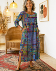 Manuela | Geprinte Jurk met Etnisch Patchwork