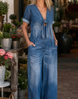 Jeanine | Denim Jumpsuit met Korte Mouwen