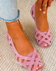 Cato | Platte sandalen met open teen en gevlochten stof