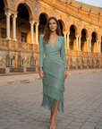 Clara | Elegante fringe jurk met mouwen