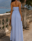 Laurina | Lange Gestreepte Jurk met Cut-out Hals
