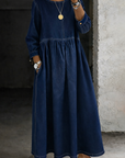 Melissa | Denim jurk met lange mouwen en ronde hals