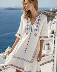 Ibiza - Strandjurk met V-hals en boho print
