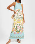 Exquise Zomerse Bloemenprint Mouwloze Midi Jurk
