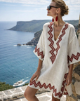 Ibiza - Strandjurk met V-hals en boho print