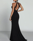 Maxi-jurk met hoge halslijn en keyhole-uitgesneden details