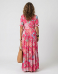 Ione | Mouwloze midi-jurk met bloemen en V-hals