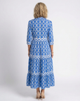 Ysolde | Midi-jurk met 3/4 mouwen en kettingpatroon