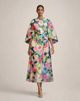 CLEMENTINE | Florale Midi met sculptuur taille en luchtige elegantie