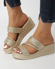 Greet | Gekleurde Gevlochten Wedge Mule