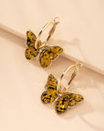 Gouden Creool Oorbellen met Multicolore Vlinders