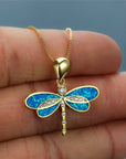 Gouden Libelle Halsketting met Opale