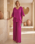 Martha - Zorgeloze Brede Pantalon Set