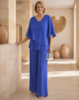 Martha - Zorgeloze Brede Pantalon Set