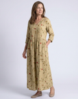 Marina | Maxi jurk met V-hals en bloemenprint met driekwartmouwen