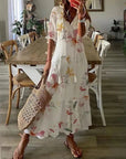 Élodie™ — Elegante fluwelen maxi jurk met bloemenprint