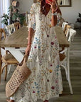 Élodie™ — Elegante fluwelen maxi jurk met bloemenprint