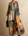Losse en stijlvolle maxi-jurk met urban-stijl print