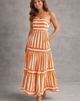 Alina - Gestreepte Maxi Jurk met Soepelvallend Silhouet