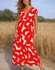 Tamara - Maxi Jurk met Print en V-hals